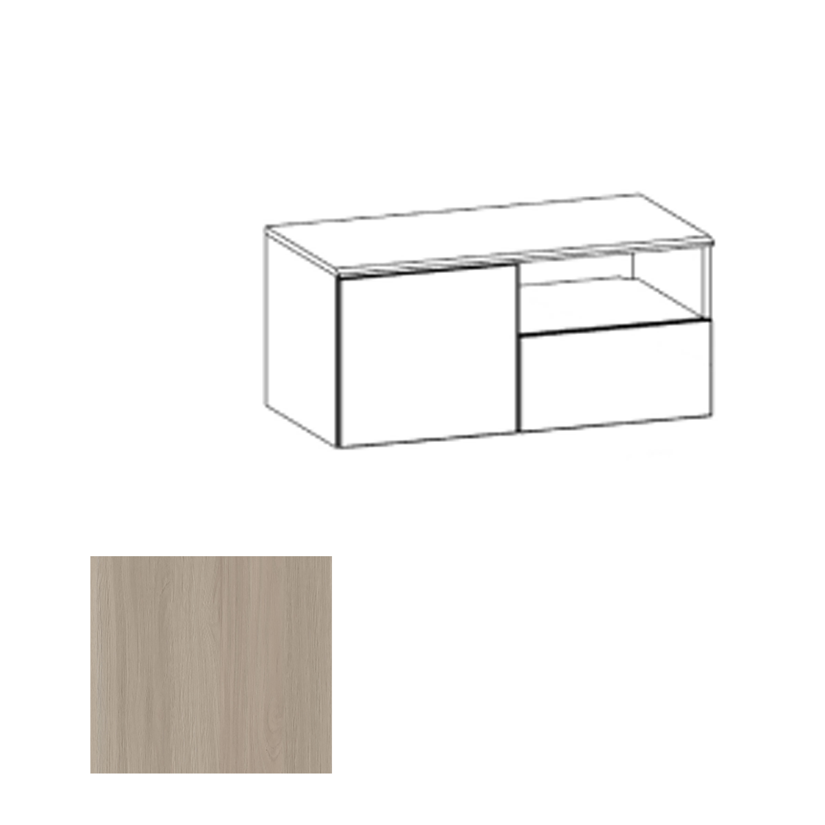 CR2HWL SBT Wall Mounted Credenza Left, Saratoga Blonde