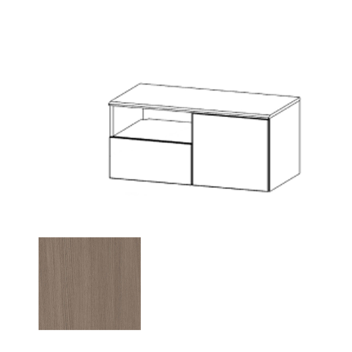 CR2HWR AST Wall Mounted Credenza Right, Avery Suede