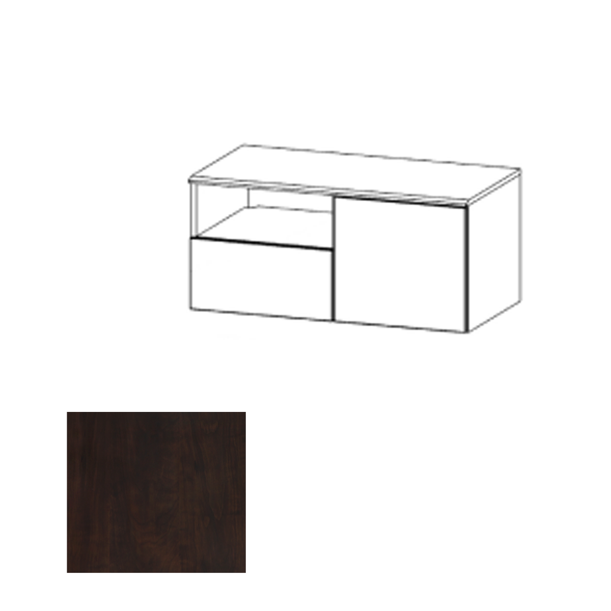 CR2HWR CPT Wall Mounted Credenza Right, Chocolate Pear
