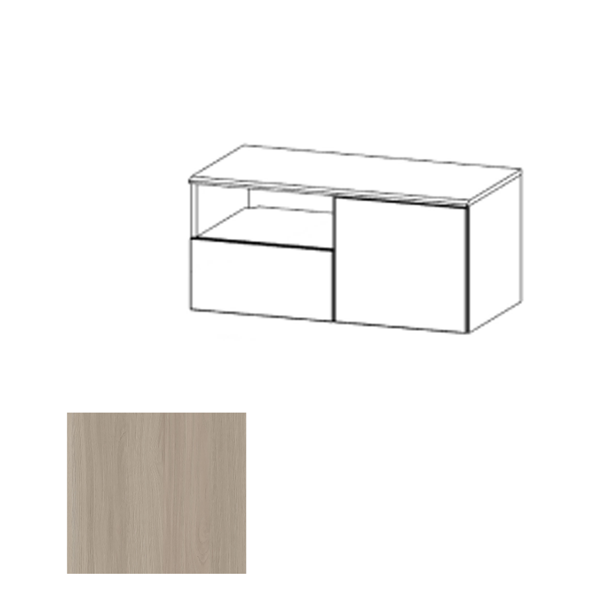 CR2HWR SBT Wall Mounted Credenza Right, Saratoga Blonde