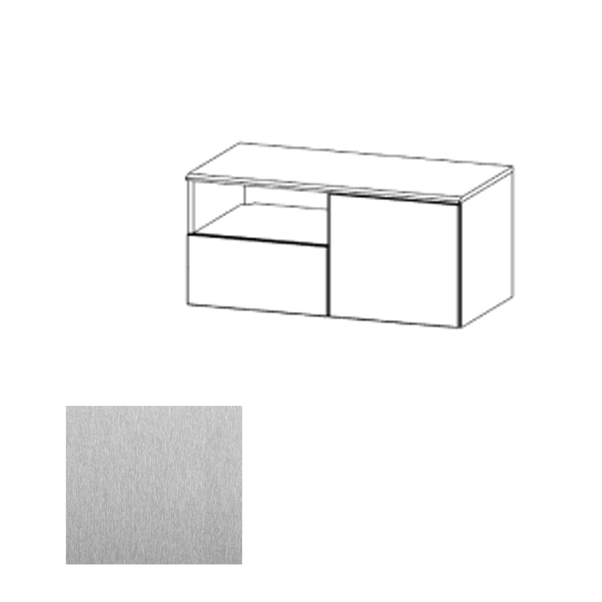 CR2HWR SST Wall Mounted Credenza Right, Silver Silk