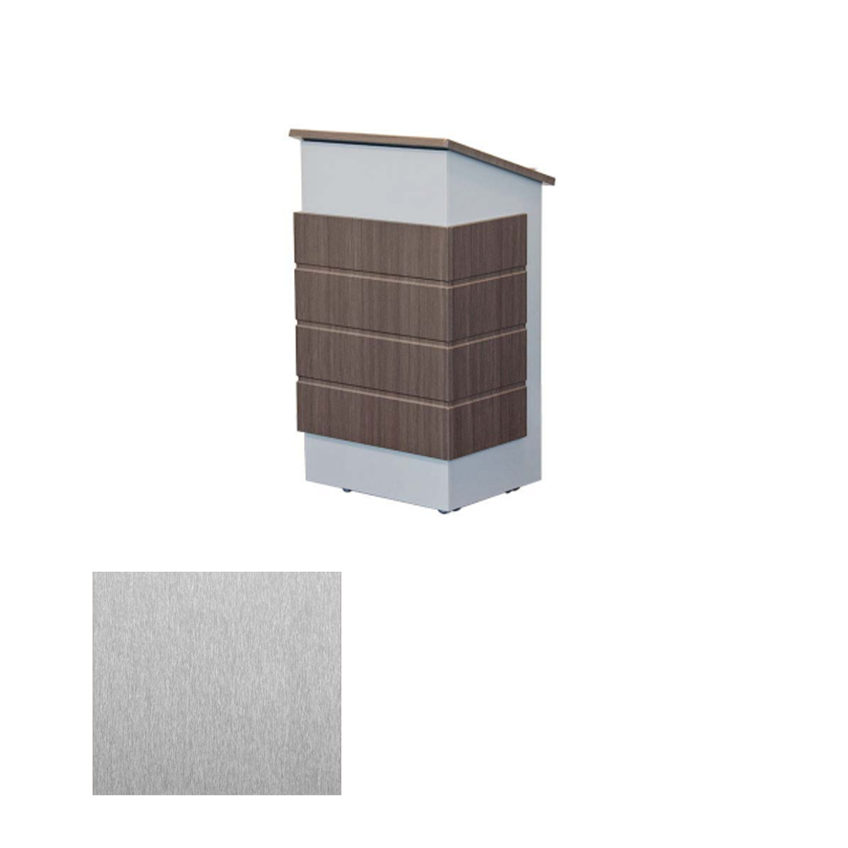 LEXYZ26 SST Modern Elegant Mobile Lectern, Silver Silk