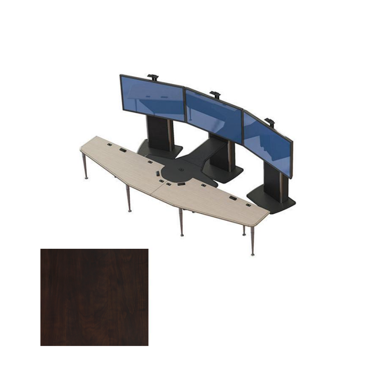 VC-TABLE T2 Package CPT Video Conference Table, Chocolate Pear