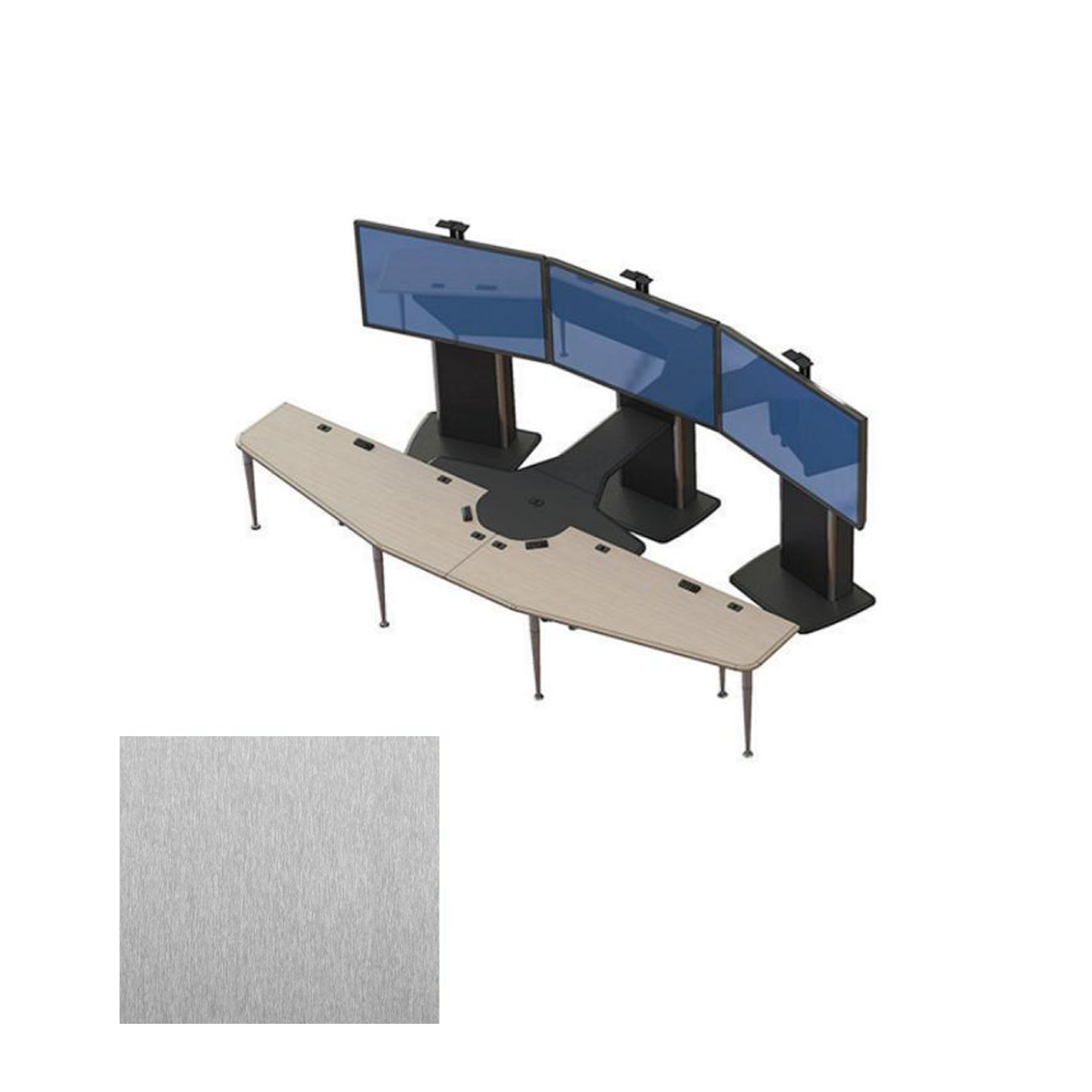 VC-TABLE T2 Package SST Video Conference Table, Silver Silk