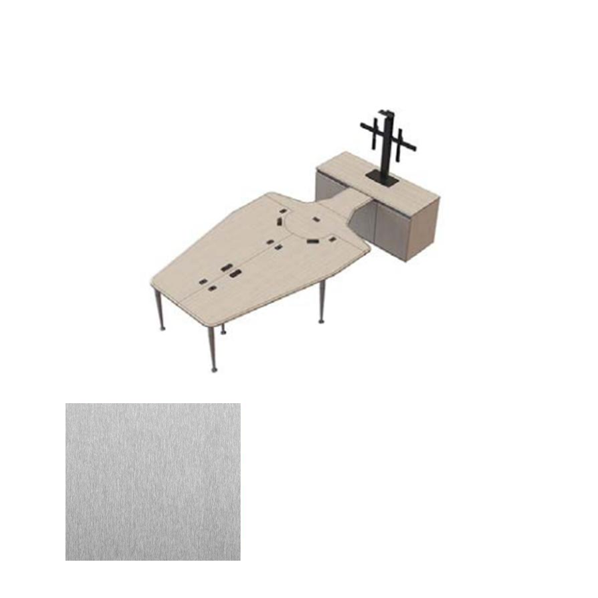VC-TABLE T3 Package SST Video Conference Table, Silver Silk