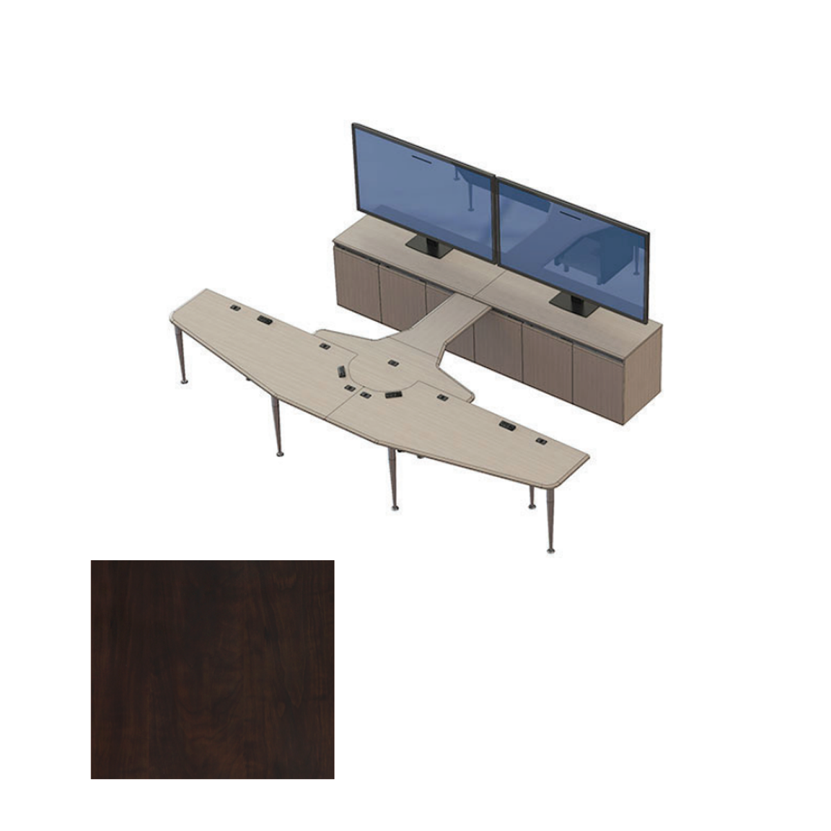 VC-TABLE T4 Package CPT Video Conference Table, Chocolate Pear