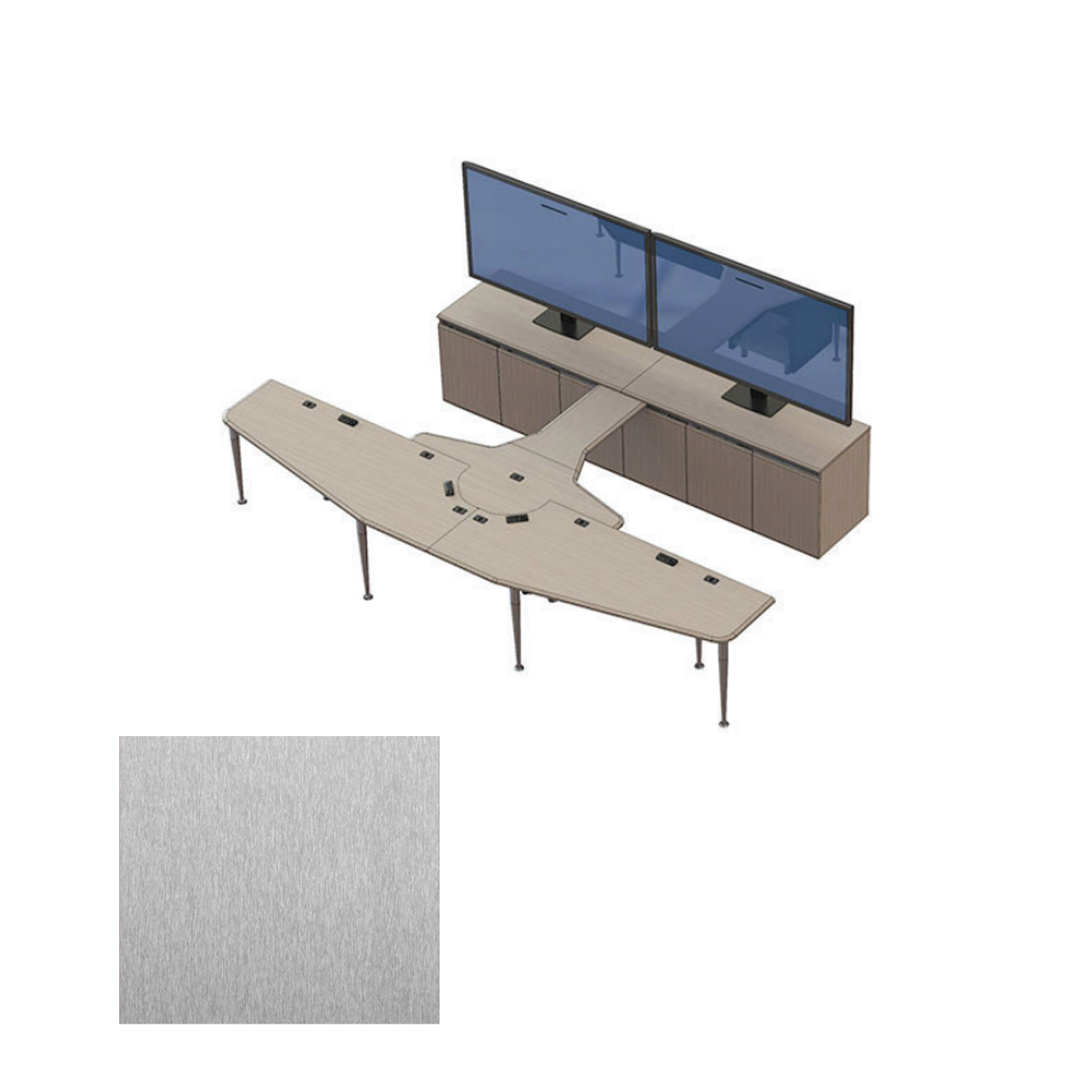 VC-TABLE T4 Package SST Video Conference Table, Silver Silk