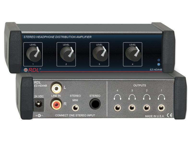 EZ-HDA4BX Stereo Headphone Distribution Amp - 1X4 Rear-Panel Outputs