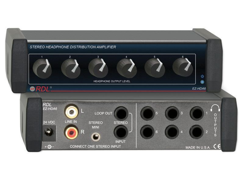 EZ-HDA6X Stereo Headphone Distribution Amp - 1X6 Rear-Panel Outputs