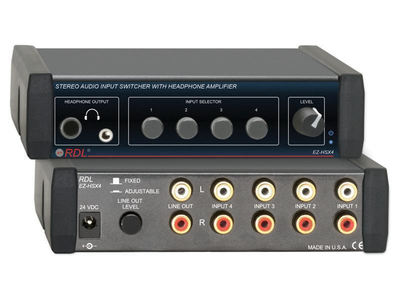 EZ-HSX4X Stereo Audio Input Switcher with Headphone Amp - 4X1