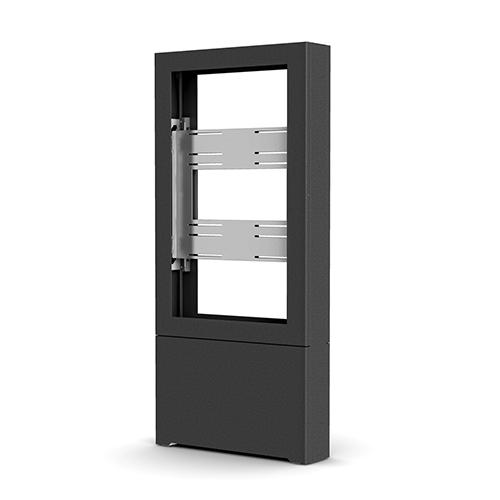 LF46UBP-B2B Impact Floor Standing Back-to-Back Kiosk – Portrait 46” Black