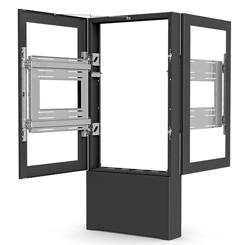 LF49UBP-B2B Impact Floor Mounted Back-to-Back Kiosk, Portrait 49” Black