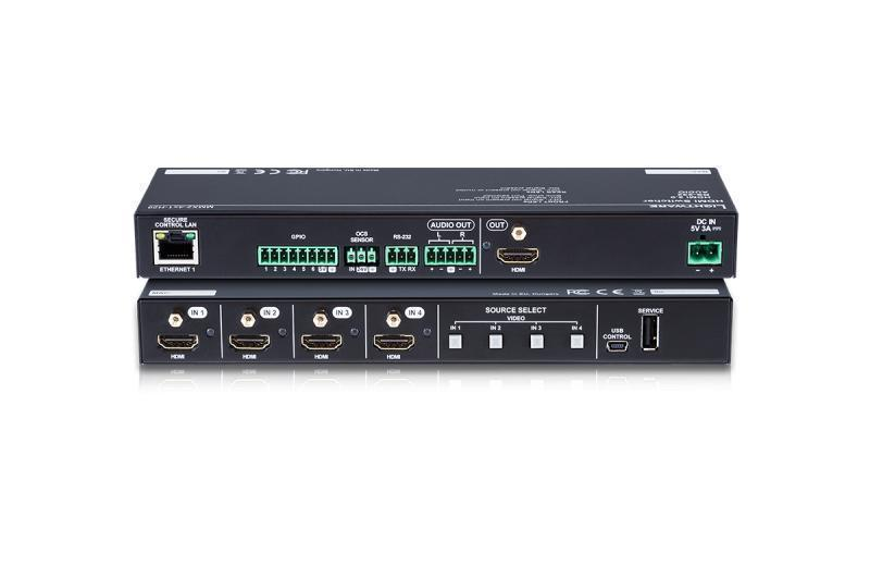 MMX2-4x1-H20 HDMI 2.0 Switcher with breakout Audio, Occupancy Sensor input and various control features