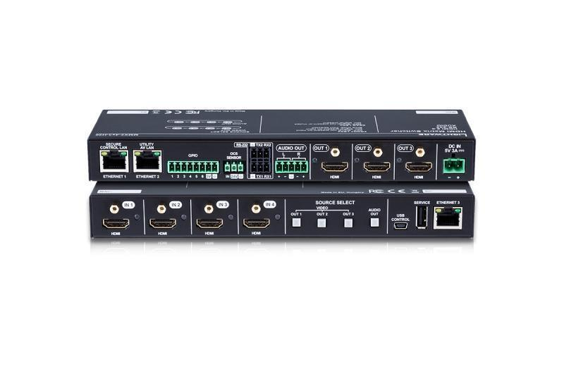 MMX2-4x3-H20 HDMI 2.0 Matrix Switcher with breakout Audio, Occupancy Sensor input and various control features