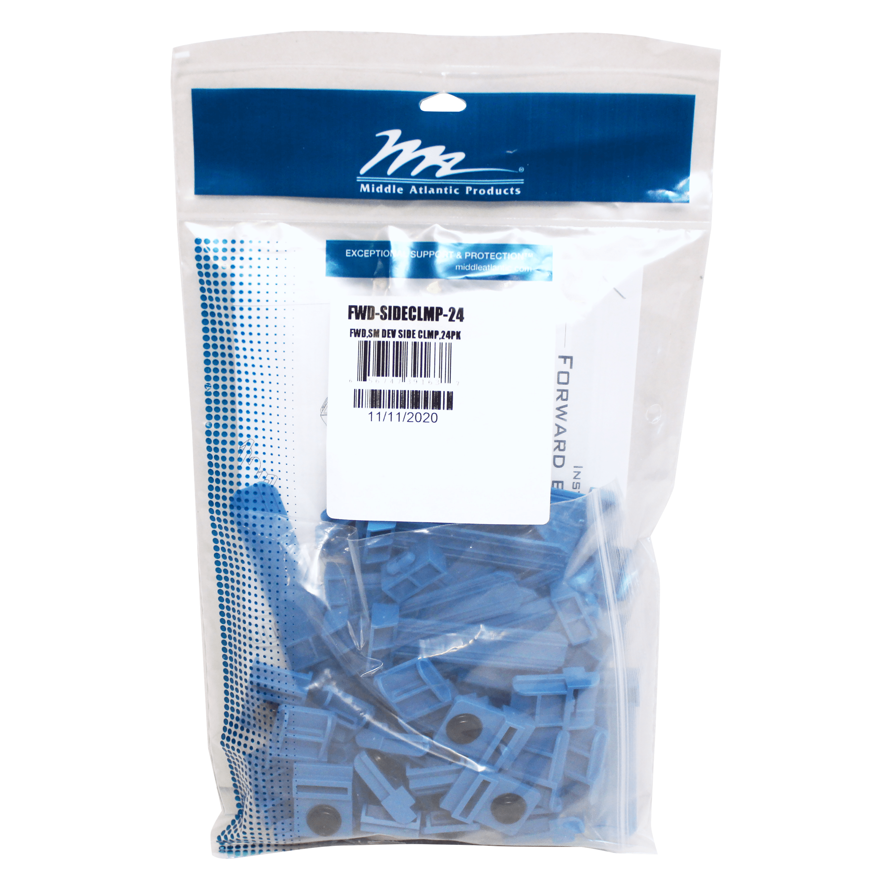 Middle Atlantic Forward Small Device Clamps - 24 Pack - Blue