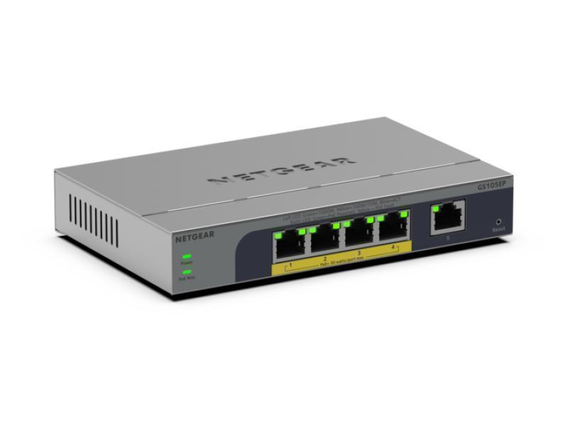 NETGEAR GS105EP 5-Port Gigabit Ethernet Easy Smart PoE+ Switch