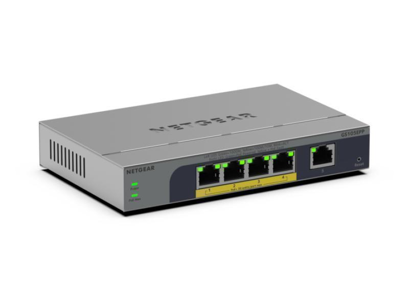 NETGEAR GS105EPP 5-Port Gigabit Ethernet PoE+ Easy Smart Switch