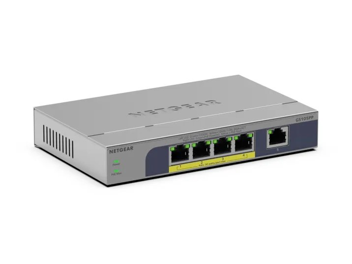 NETGEAR GS105PP 5-Port Gigabit Ethernet Unmanaged PoE+ Switch