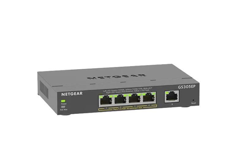 NETGEAR GS305EP 5-Port Gigabit Ethernet PoE+ Easy Smart Essentials Switch