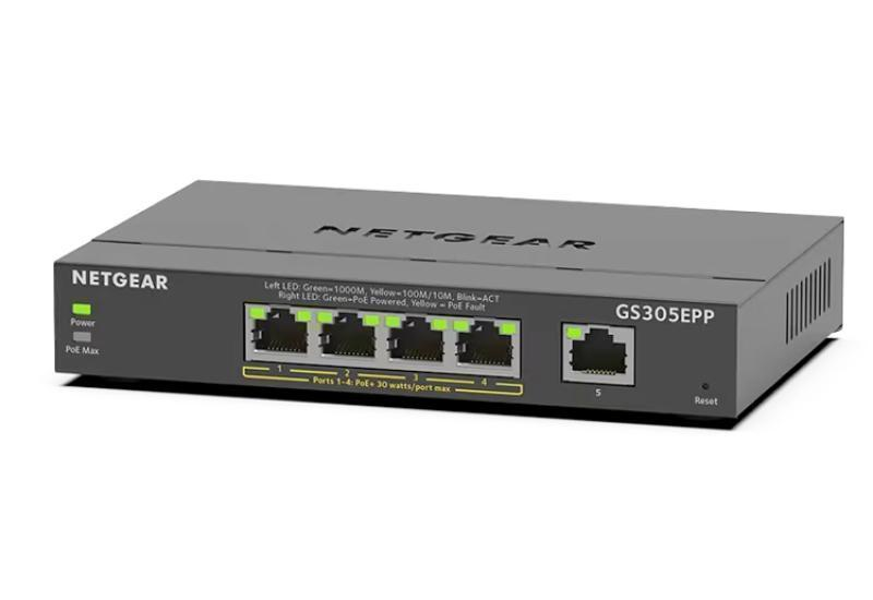 NETGEAR GS305EPP 5-Port Gigabit Ethernet Easy Smart Essentials PoE Switch