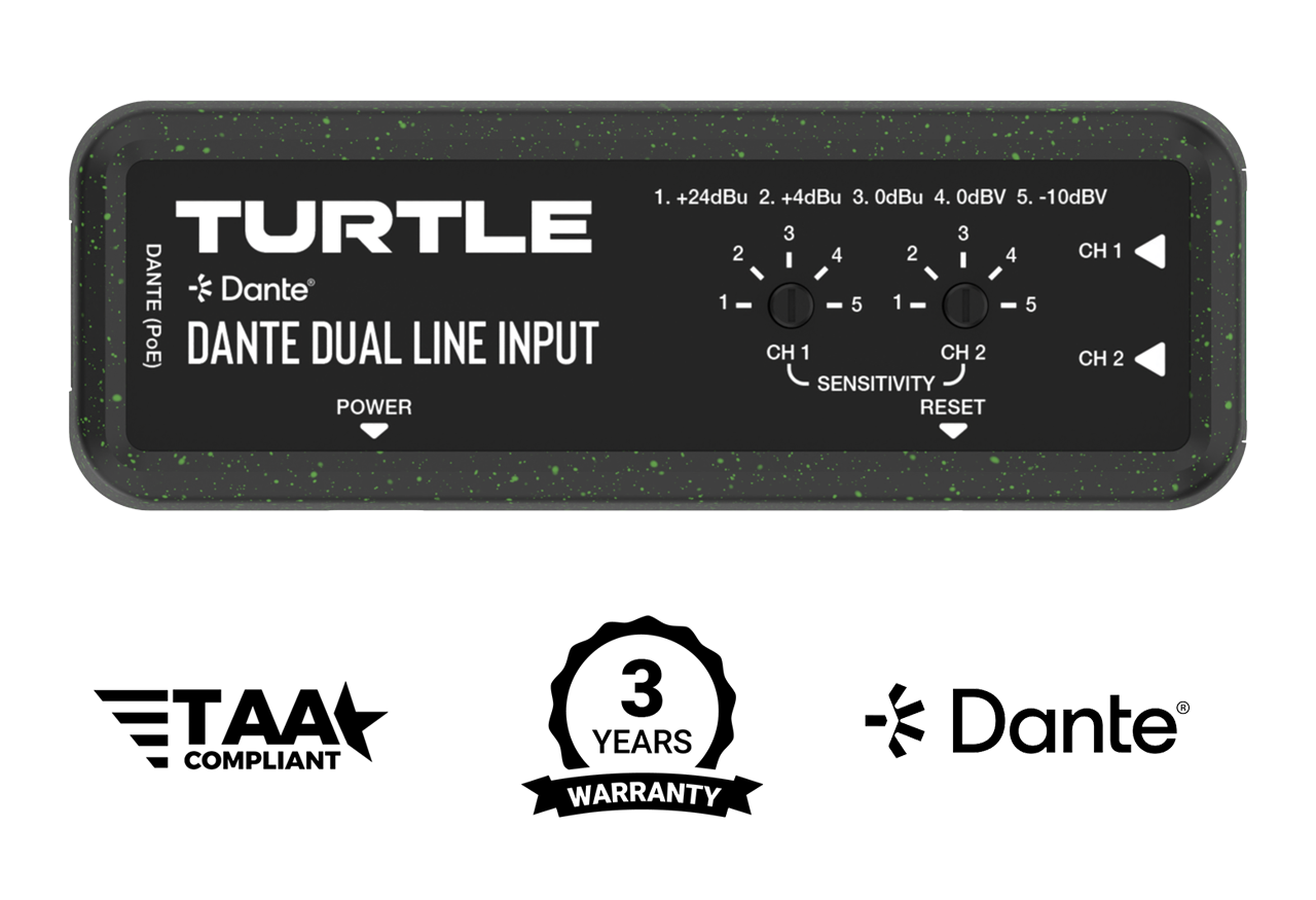 Turtle AV Dante Dual Channel Analog Line Input Adapter