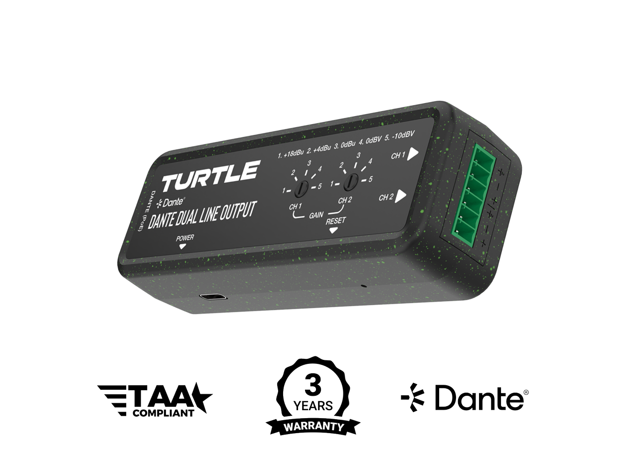 Turtle AV Dante Dual Channel Analog Line Output Adapter