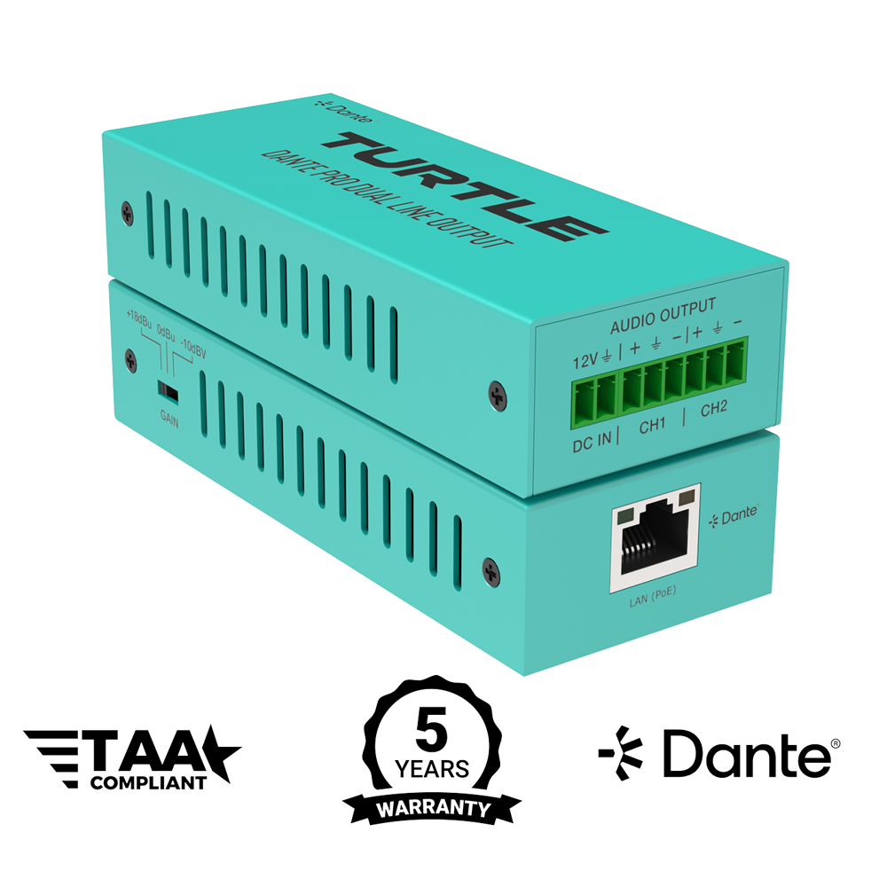 Turtle AV Dante Pro 2Ch Analog Line Output Adapter