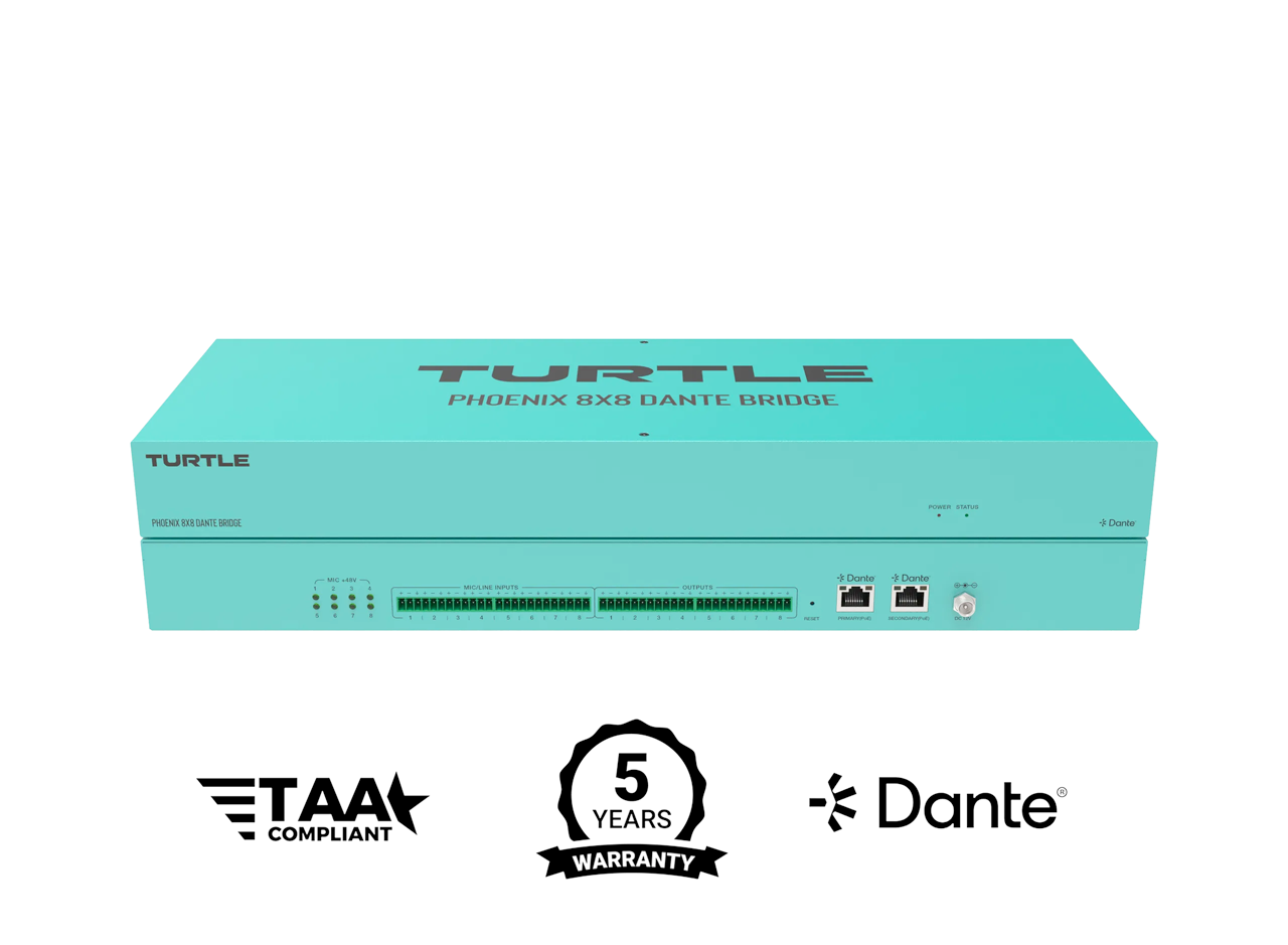 Turtle AV Phoenix 8x8 Dante Audio Bridge