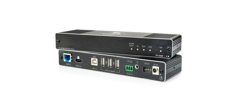 TP-590R 4K60 4:2:0 HDMI Receiver with USB, RS–232, & IR over Long–Reach HDBaseT 2.0