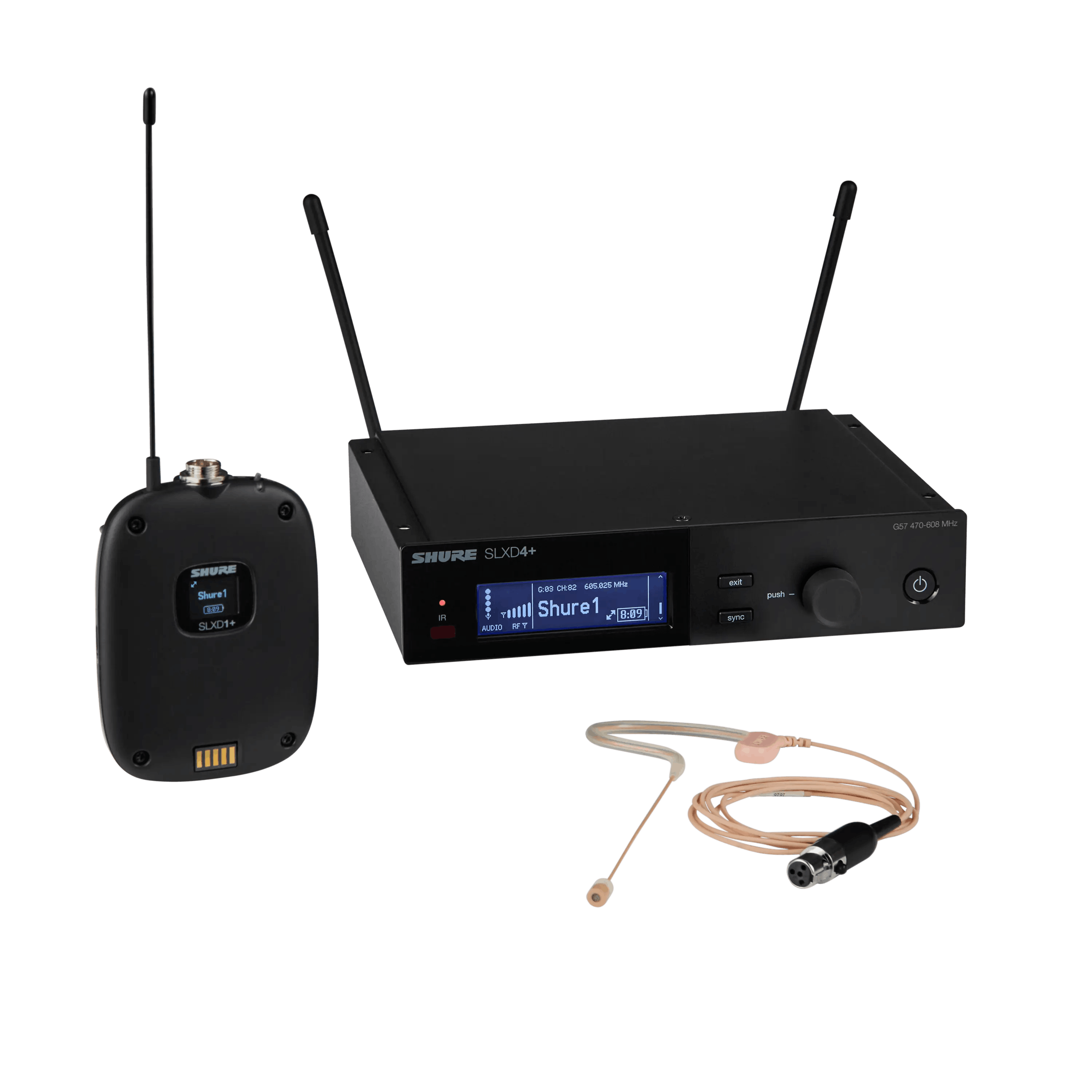 SLXD14+/153T-G57 Digital Wireless Bodypack System with MX153T Earset Headworn Microphone - G57 Band