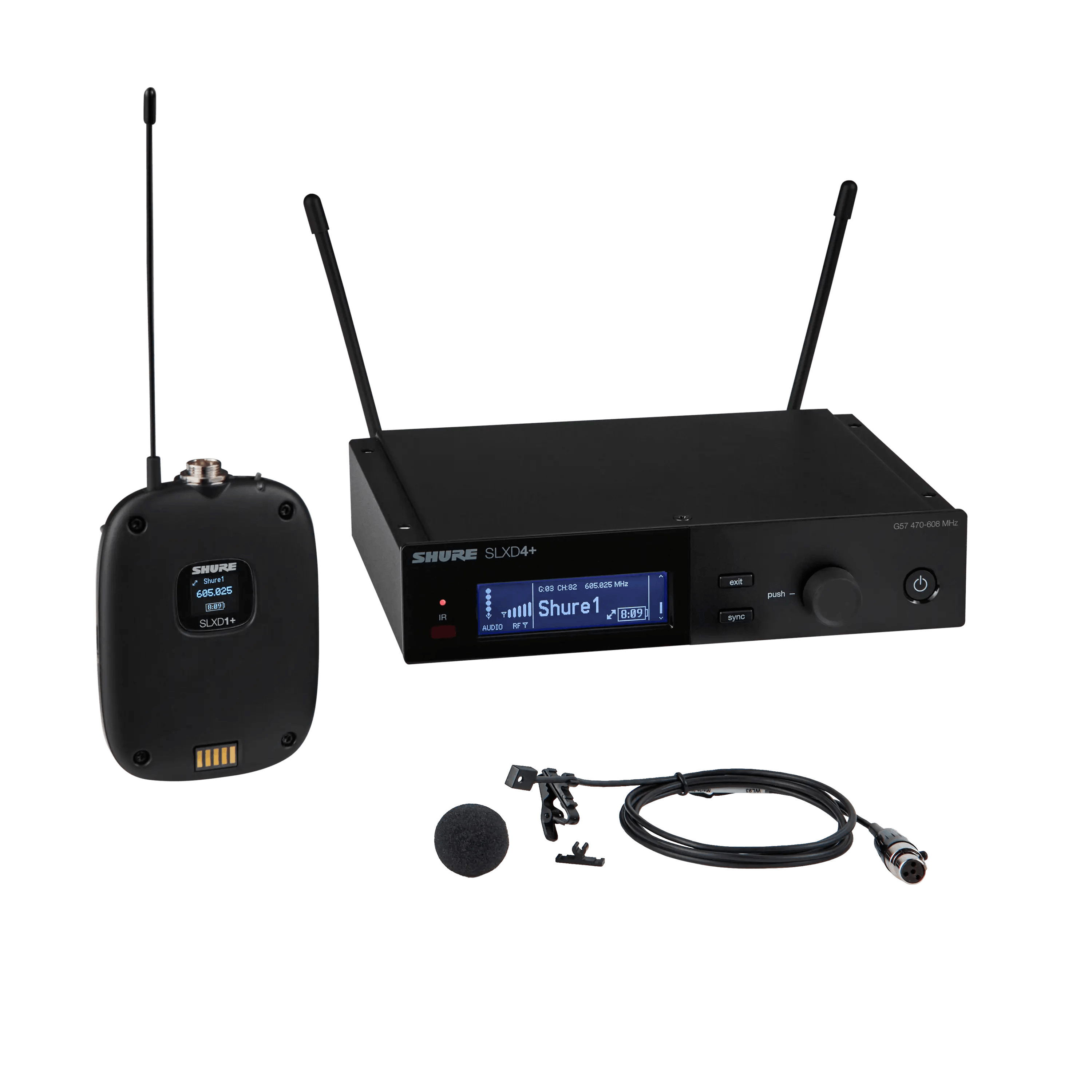 SLXD14+/93-G57 Digital Wireless Bodypack System with WL93 Omnidirectional Lavalier Microphone - G57 Band