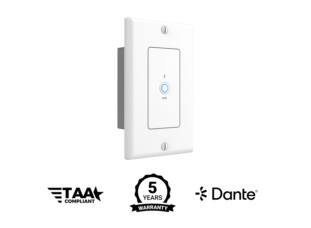 Turtle AV Dante Bluetooth Wallplate US White