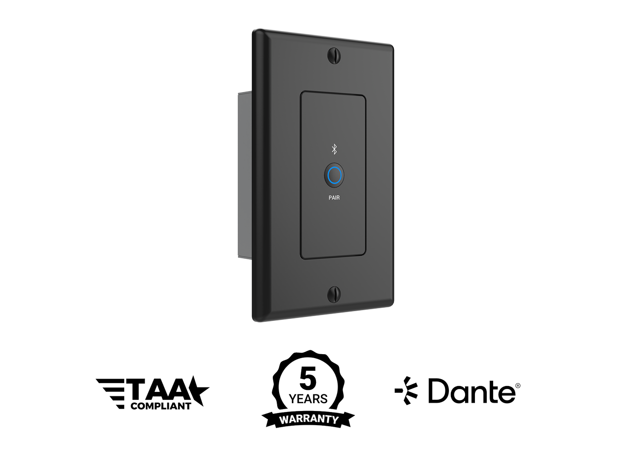 Turtle AV Dante Bluetooth Wallplate US Black