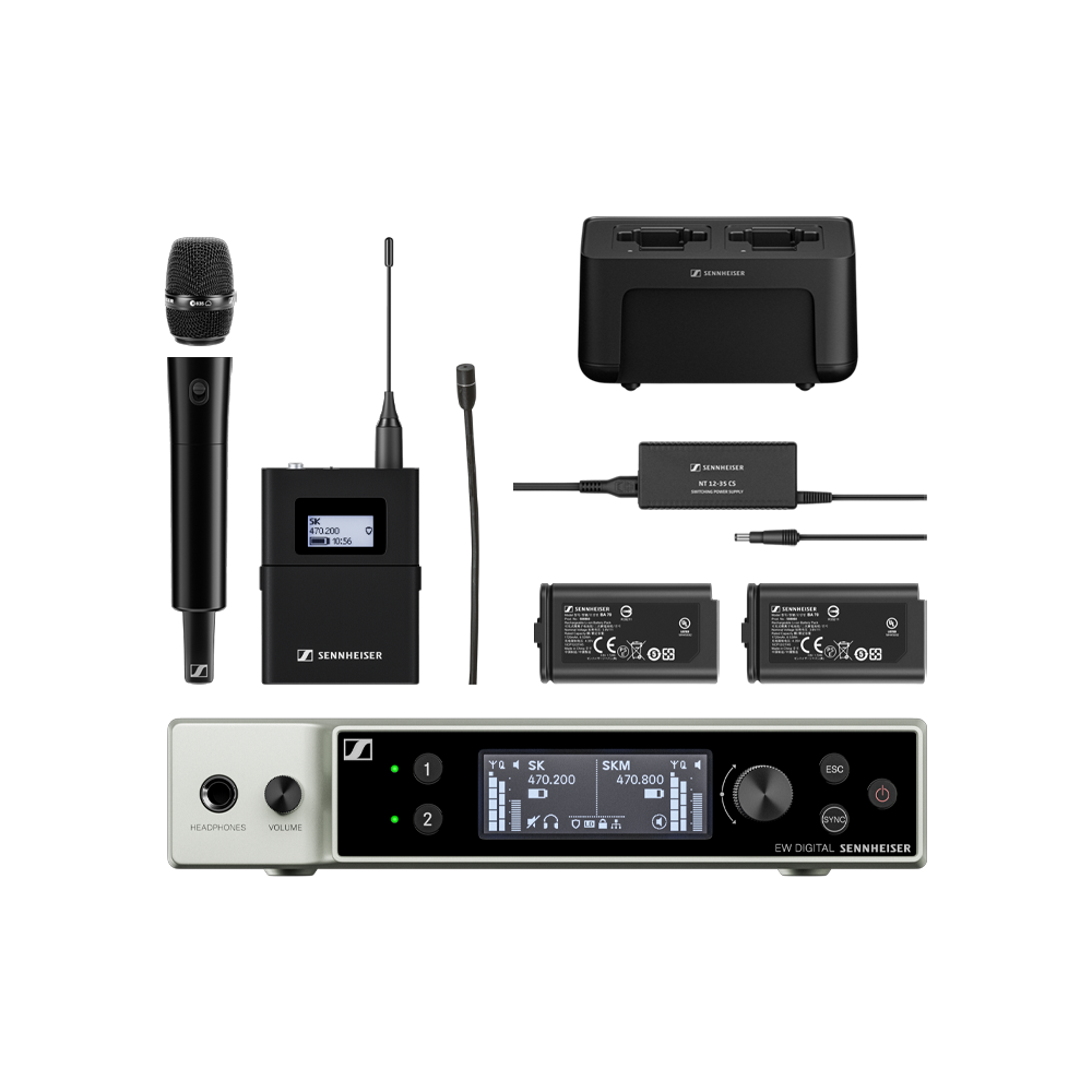 EW-DX Dante 2-Channel Handheld & Body Pack Kit R1-9