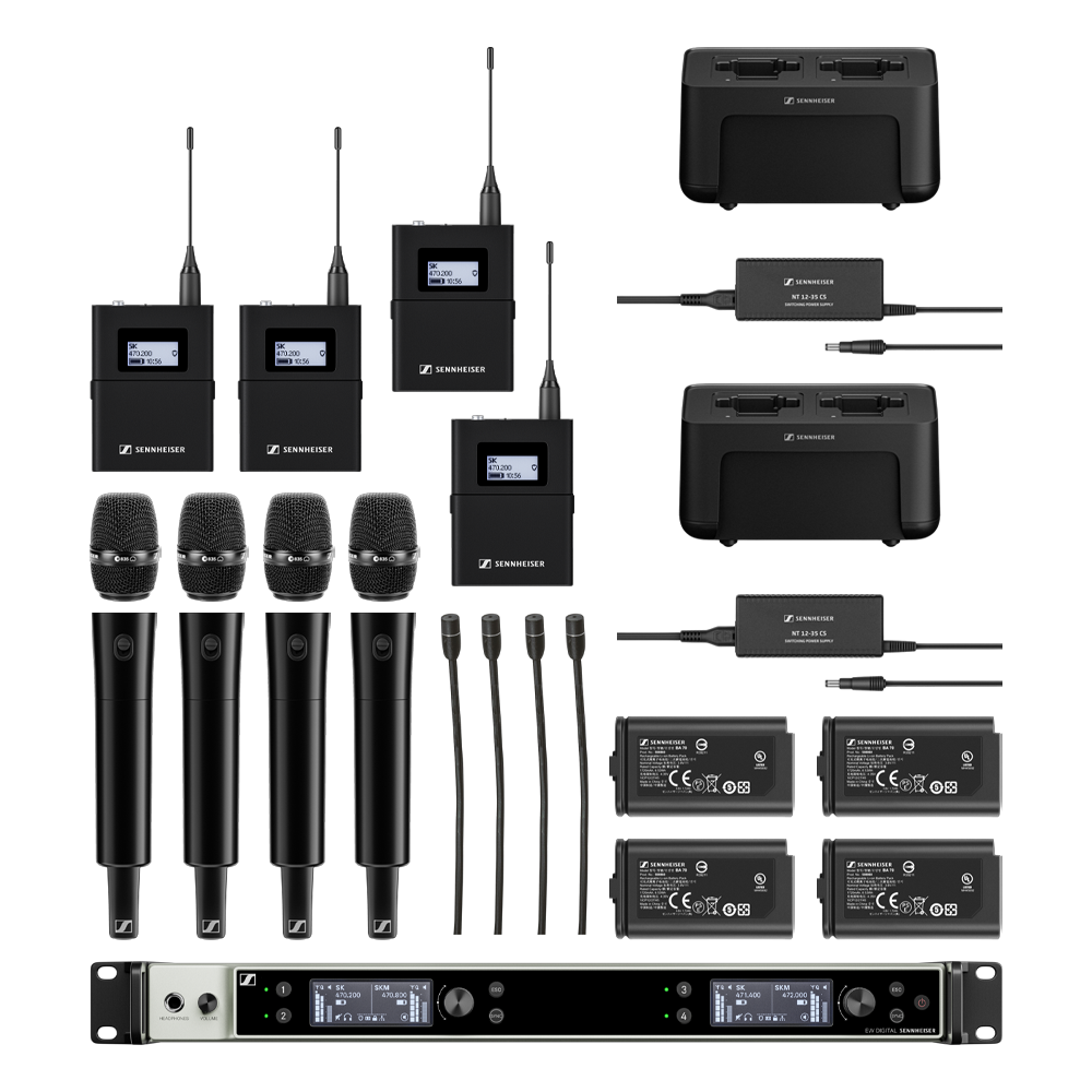EW-DX Dante 4-Channel Handheld & Body Pack Kit Q1-9