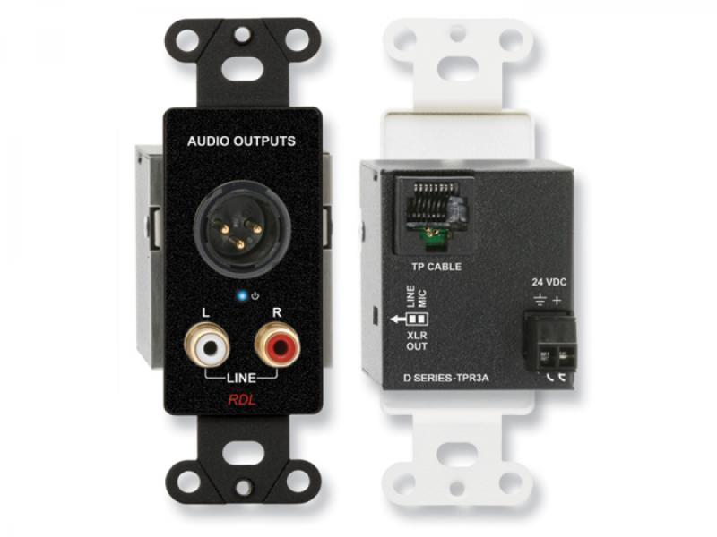 DB-TPR3A Active Three-Pair Receiver - Twisted Pair Format-A - XLR and stereo RCA Outputs