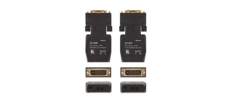 616R/T Dual–link DVI Tx/Rx Extender over Ultra–Reach MM Fiber