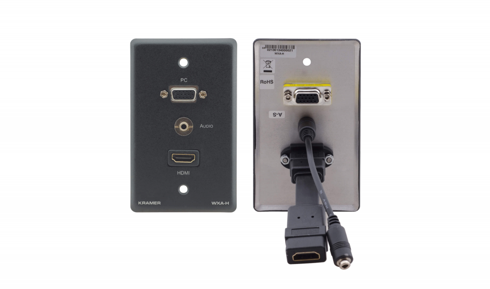 WXA-H(G) Passive Wall Plate — 15–pin HD, 3.5mm Audio & HDMI