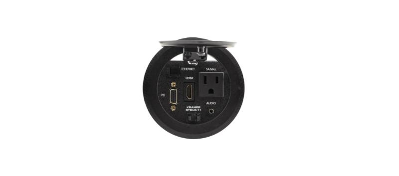 RTBUS-11B Round Table Mount Multi–Connection Solution — Pneumatic Lid (Black)